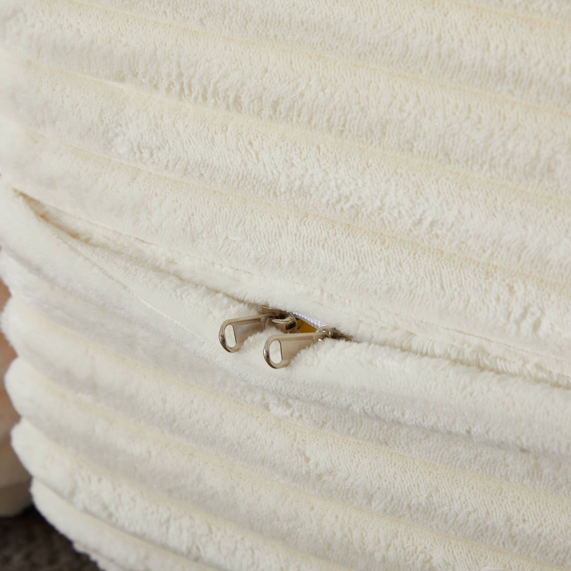 Alt View 6. GOODSILO - Convertible Plush Corduroy Floor Sleeper Sofa with Dual Pillows for Living Room and Guest Use - Beige+White.