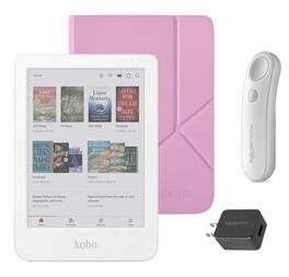 Kobo - Clara Colour (White) eReader with White Remote & AC Bundle - 2025 - Candy Pink SleepCover