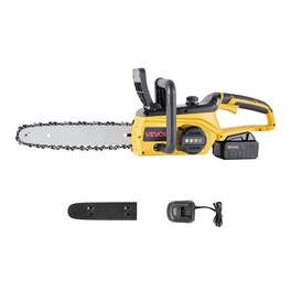 VEVOR - Cordless Chainsaw, 20V 12-Inch Brushless Chainsaw Battery Powered, 4.0Ah Battery and Rapid Charger Included - Yellow