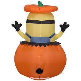 Gemmy - 3.5 ft. Prelit Minion Stuart in Jack-O'-Lantern Inflatable - Multicolored