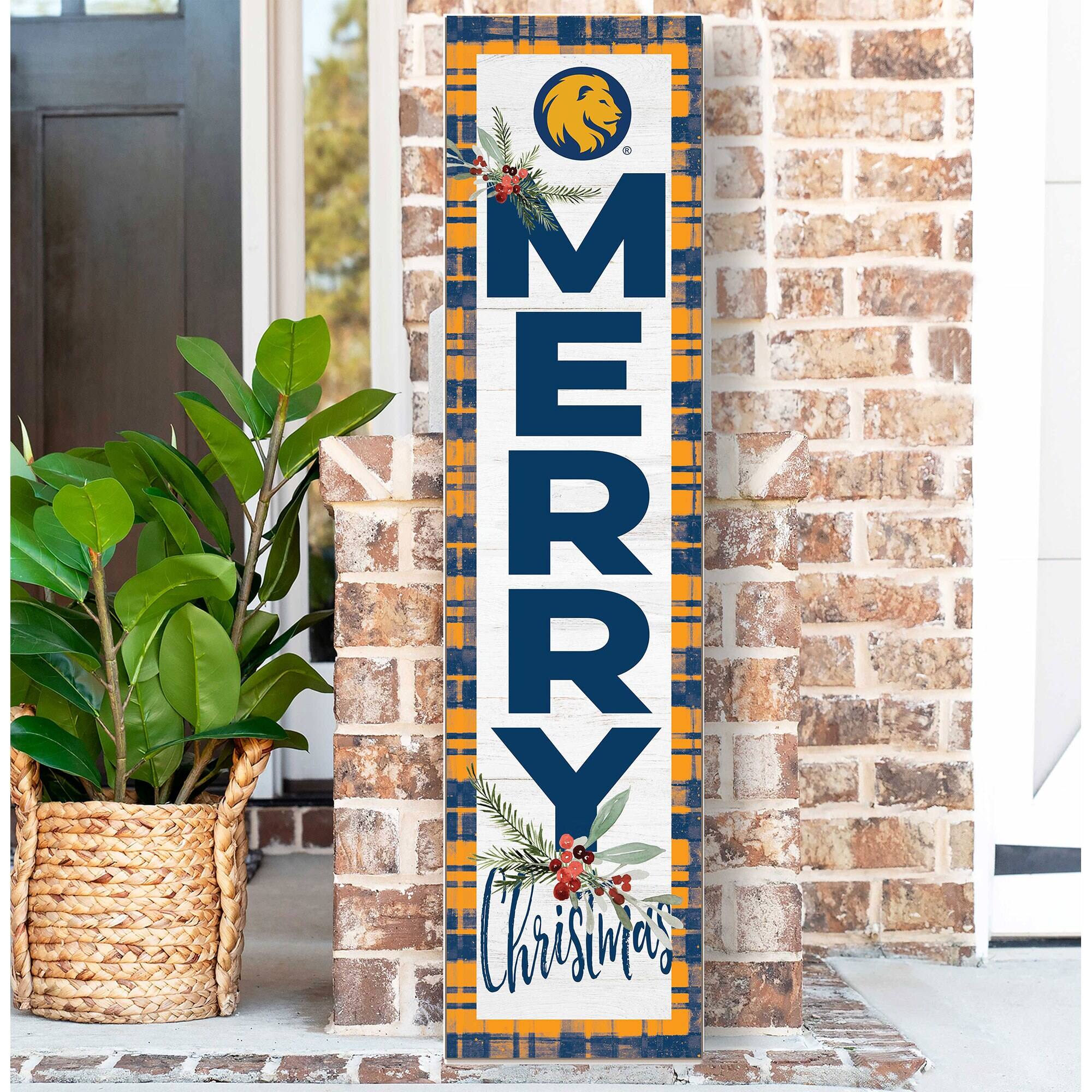 Alt View 1. Jardine - Texas A&M Commerce Lions 12'' x 48'' Outdoor Merry Christmas Leaner - White.
