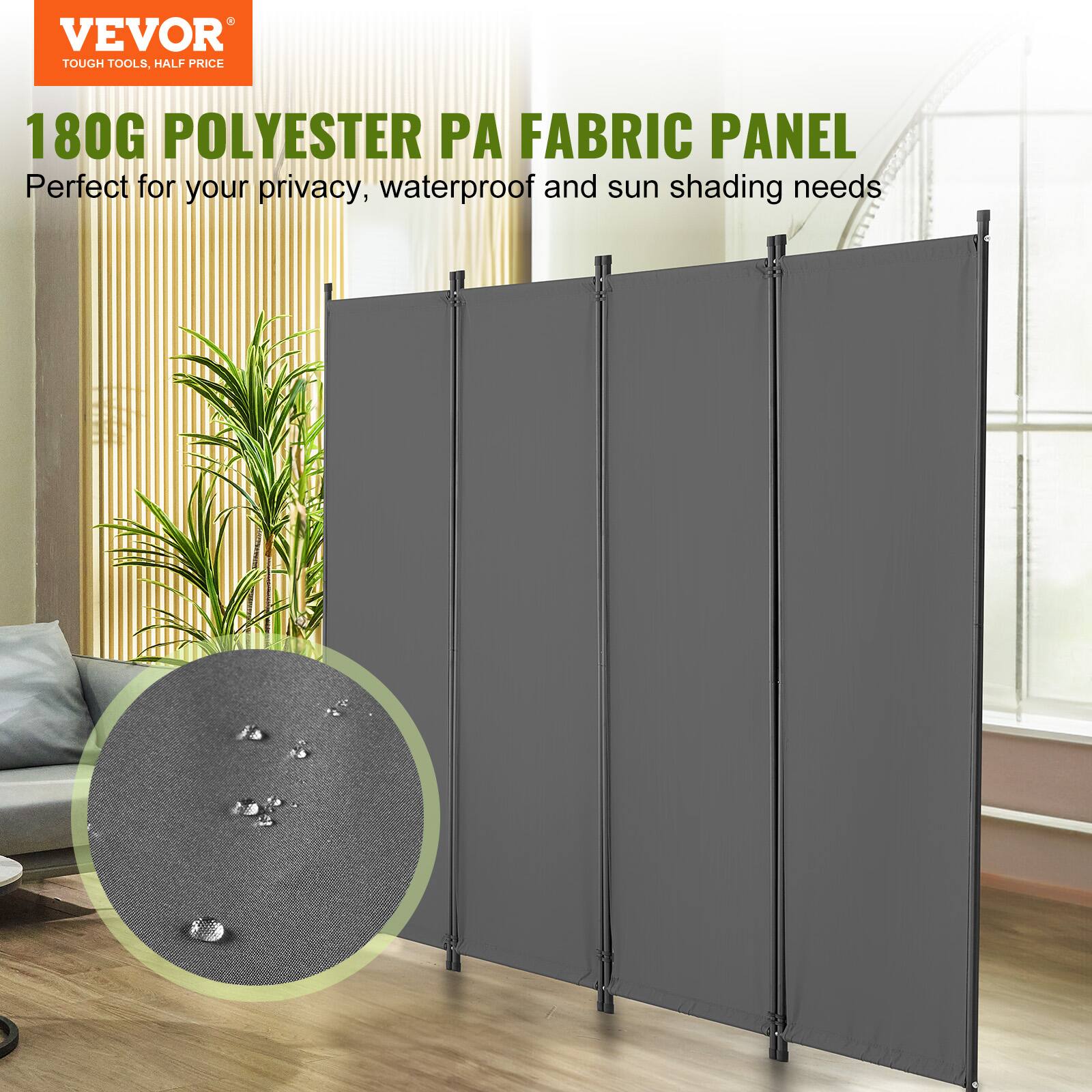 VEVOR TOUGH TOOLS. HALF PRICE 180G POLYESTER PA FABRIC PANEL Perfect for your privacy, waterproof and sun shading needs