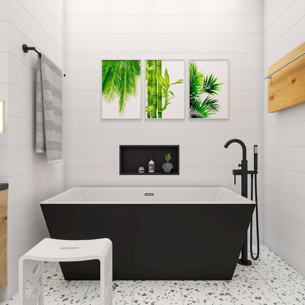Back. Alfi - Black Matte Wall Mounted 4 Prong Robe / Towel Hook - Black.