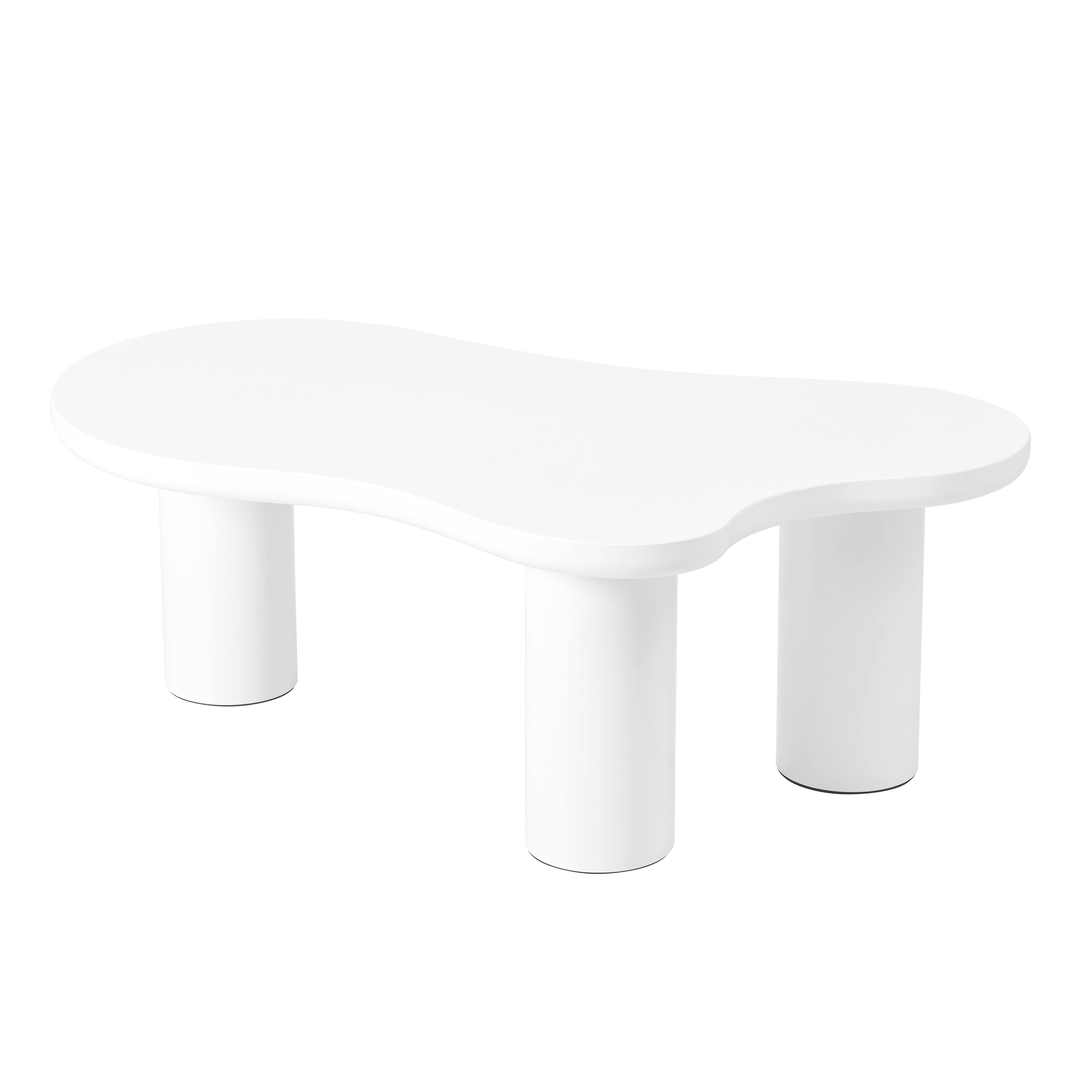 Alt View 6. Tiramisubest - Easy Assembly Cloud Coffee Table with 1.5"Thick Tabletop,3 Sturdy Legs,Sleek Center Table with Round Edge,White - White.