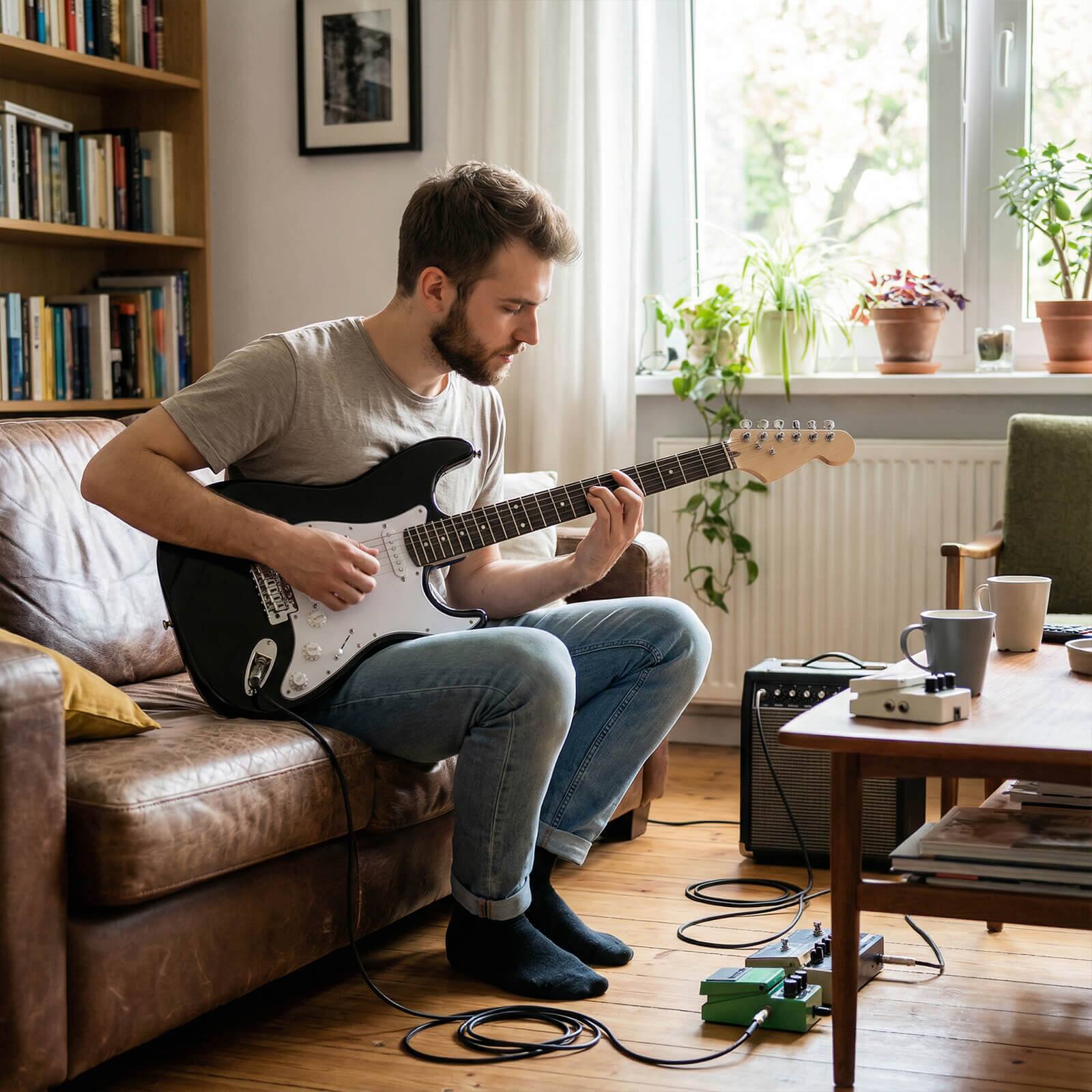 Alt View 1. Costway - Costway 39" Electric Guitar Beginner Kit with Amplifier, Classic SSS Pickup, Gig Bag, Capo - Black.