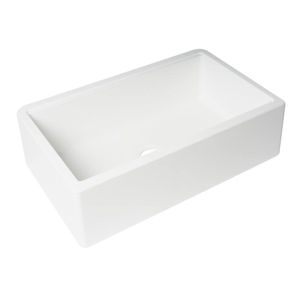 Alt View 1. Alfi - White 33" Granite Composite Single Bowl Drop In Farm Sink with Accessories - White.