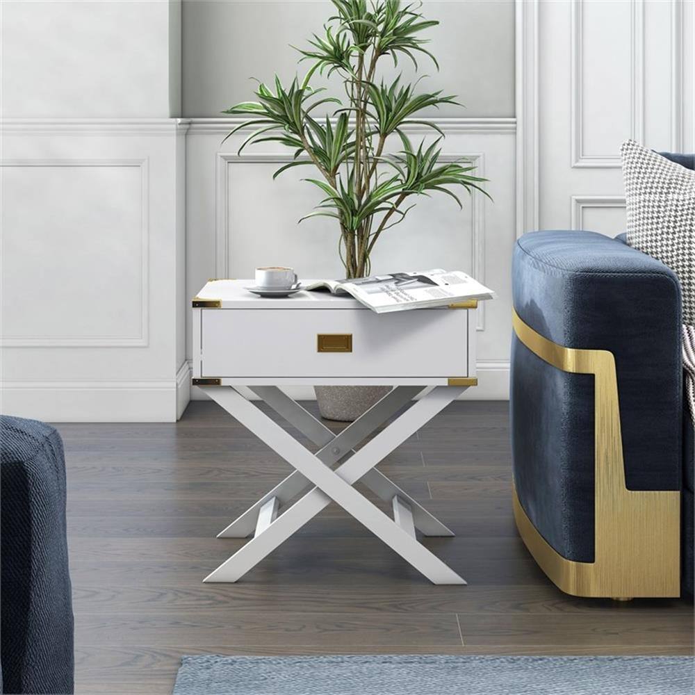 Alt View 2. Furniture of America - Nenol Contemporary Wood X-Shape Legs End Table - White.