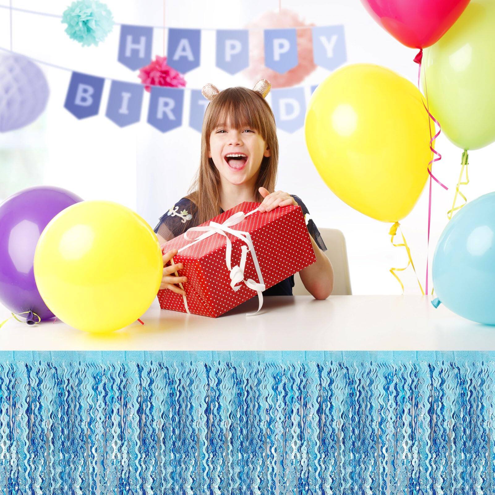 Alt View 5. Dapper Styles - Inch Light Wave Foil Fringe Table Skirts Metallic Banner For Tinsel Streamer Garland Backdrop Parade Floats... - Light Blue.