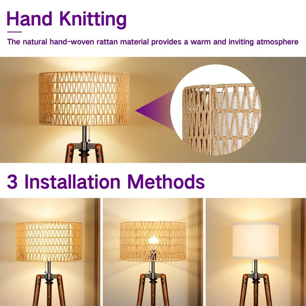 Hand Knitting  
The natural hand-woven rattan material provides a warm and inviting atmosphere  

3 Installation Methods