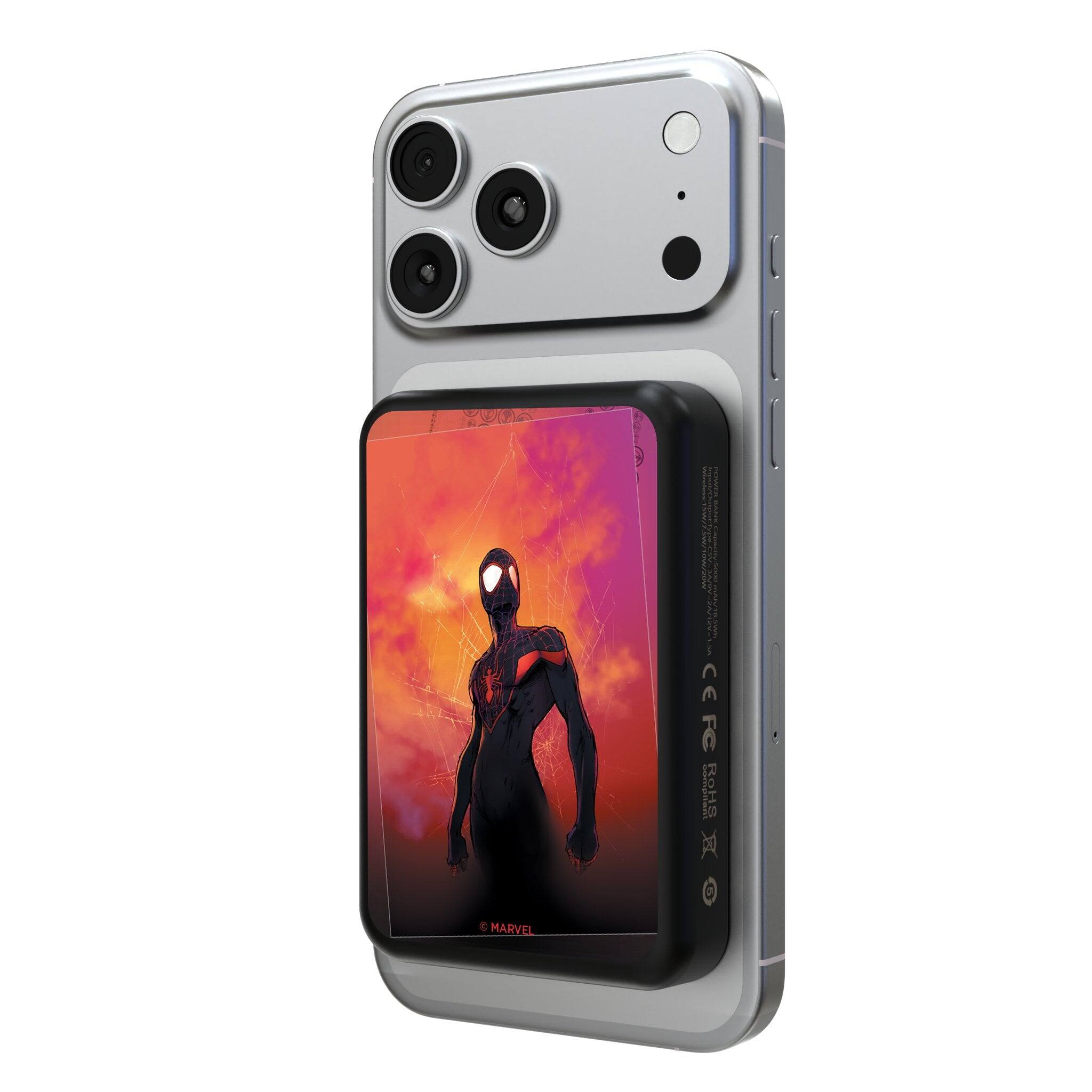 Keyscaper - Marvel Cover Art Wireless Mag Power Bank - Miles Morales