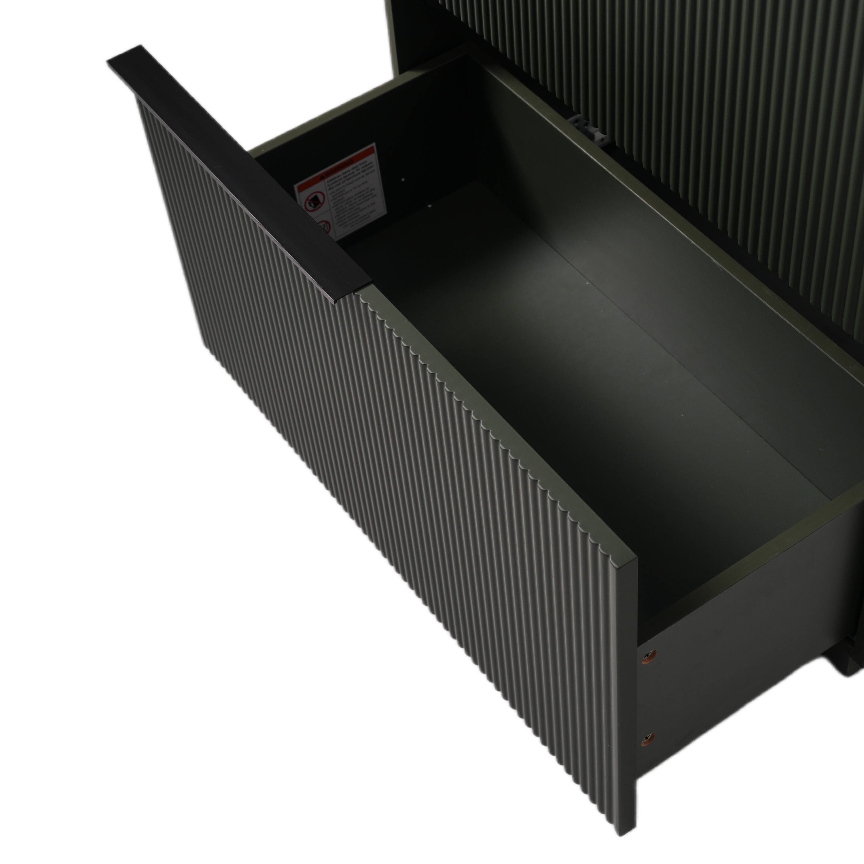 Left. Boyel Living - 30 Inch Bathroom Vanity with Ceramic Sink Full Extension Drawers Soft Close Fluted Design Green - Green.