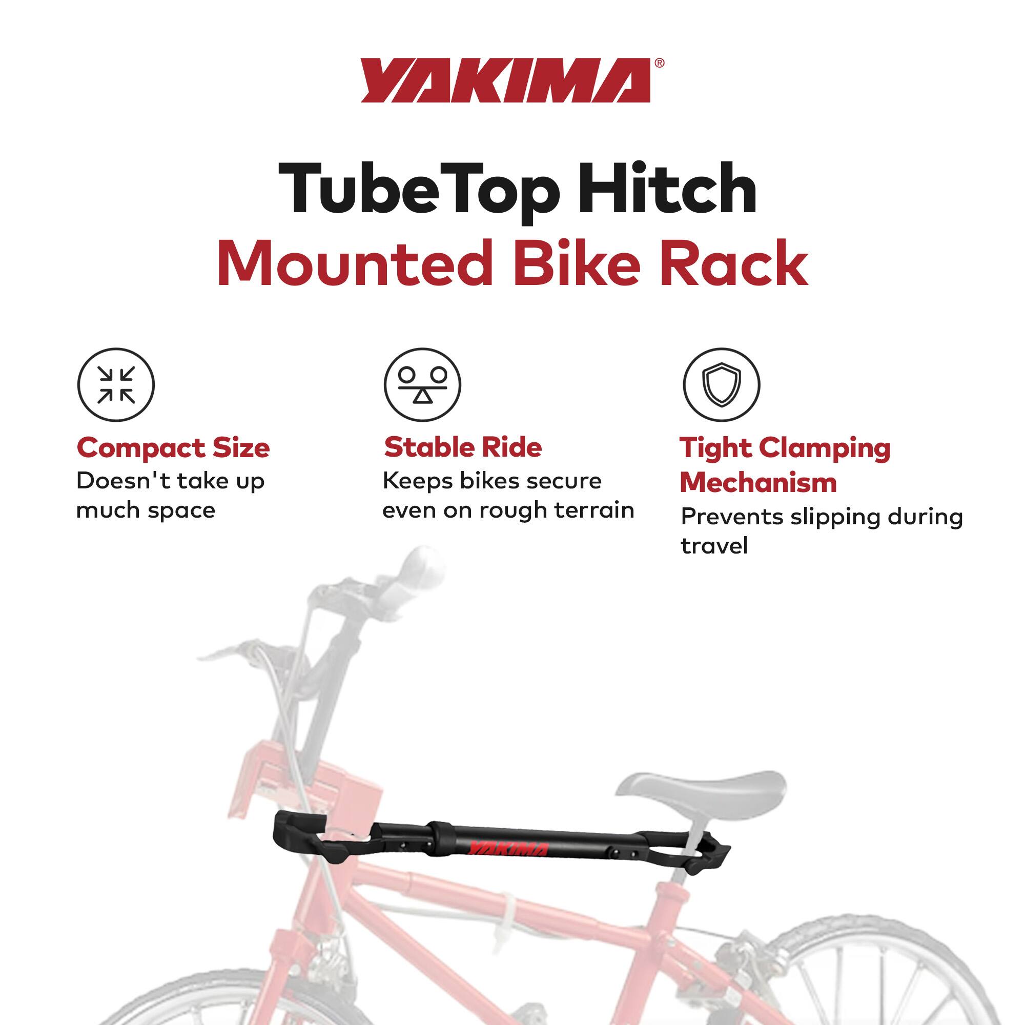 YAKIMA TubeTop Hitch Mounted Bike Rack

- Compact Size: Doesn't take up much space
- Stable Ride: Keeps bikes secure even on rough terrain
- Tight Clamping Mechanism: Prevents slipping during travel