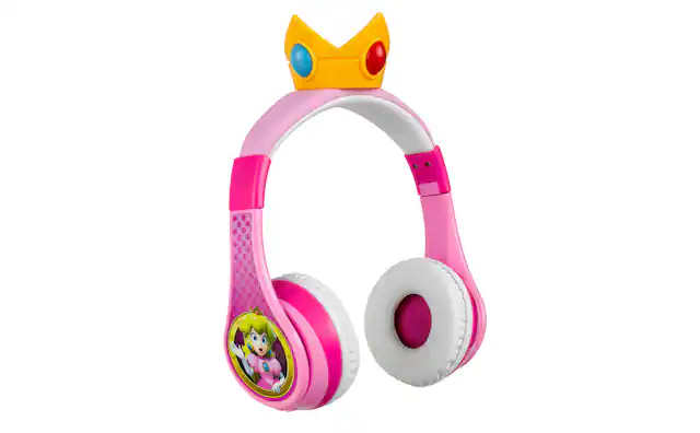 Front. eKids - Princess Peach Bluetooth Headphones for Kids.