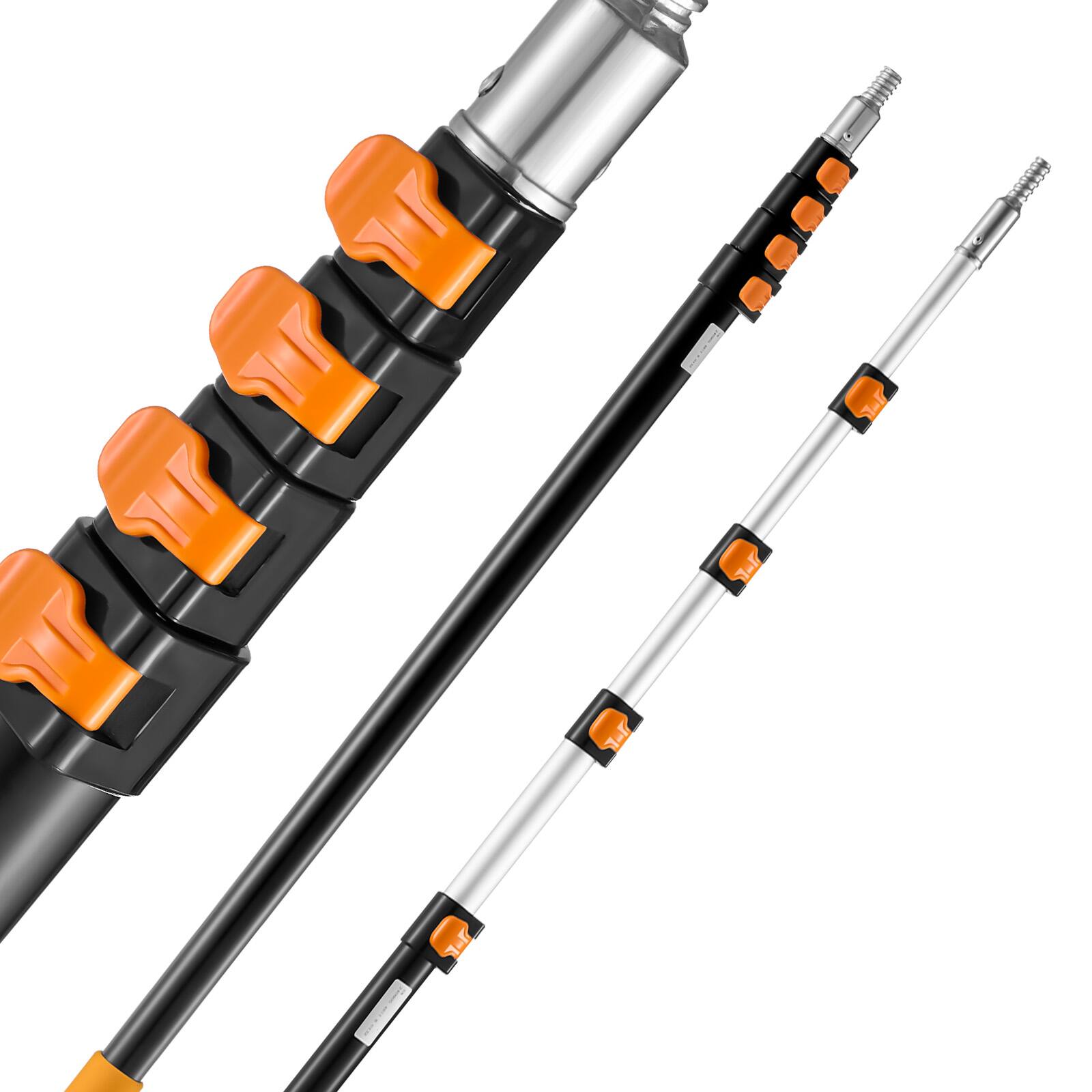 Alt View 5. VEVOR - Telescoping Pole, 6 to 24 FT Pole, Extension Multi-Purpose Pole, Sturdy Aluminum Alloy Paint Extendable Pole - Black;Orange.