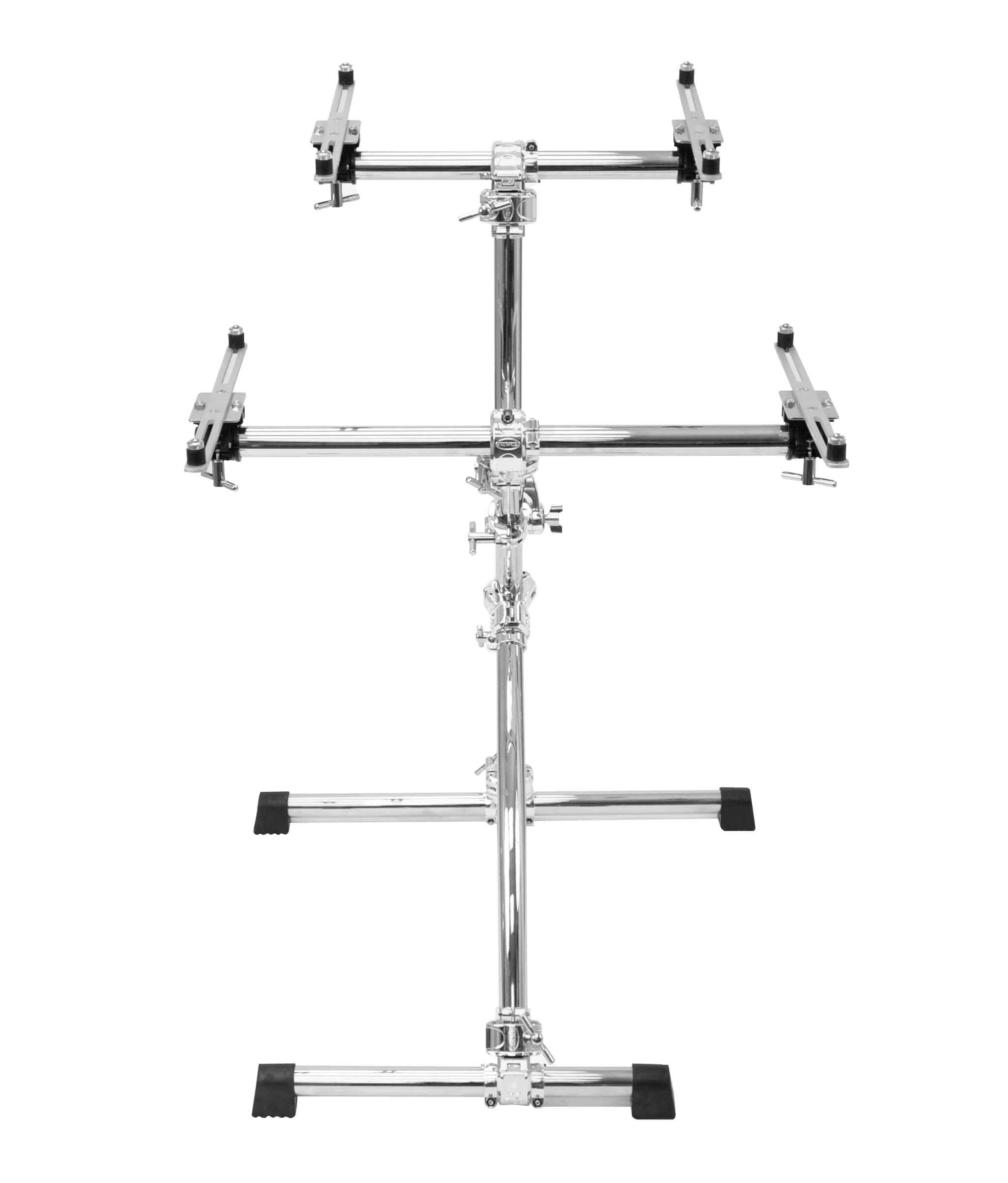 Back. Gibraltar Hardware - Key Tree Double Tier Keyboard Stand, Lightweight and Portable Curved Design with Memory Locks, Adjustable Height.