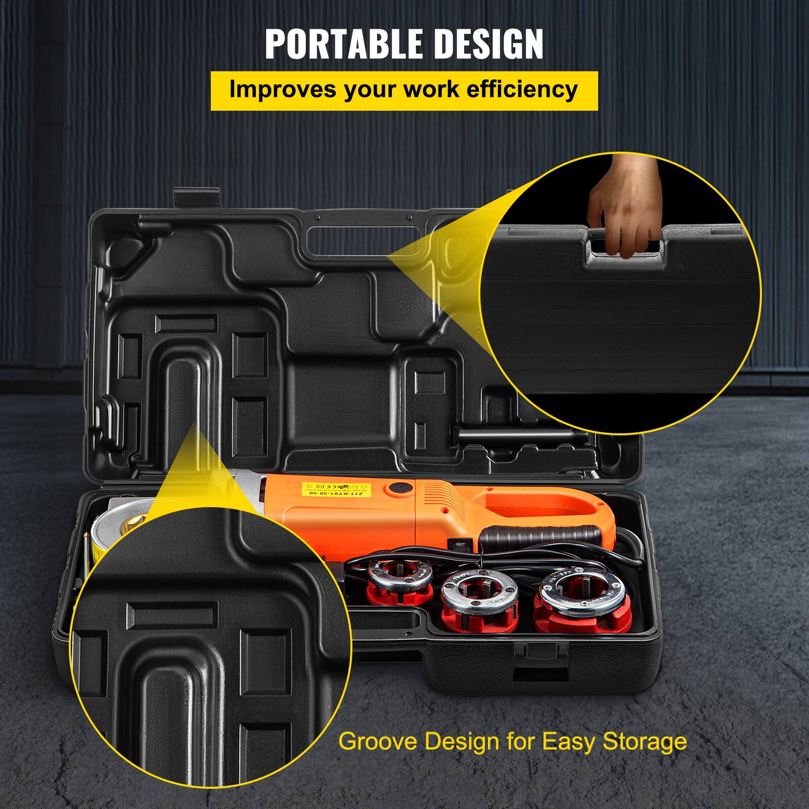 PORTABLE DESIGN  
Improves your work efficiency

Groove Design for Easy Storage