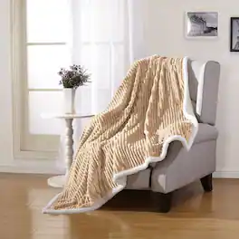 Noble House - Plazatex Corduroy Faux Sherpa Reverse Throw Blanket - 50x60" - Mocha