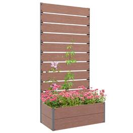 PULUZ - Trellis Planter for Climbing Plants, Raised Garden Bed with Trellis, Planter Box for Outdoor - Brown