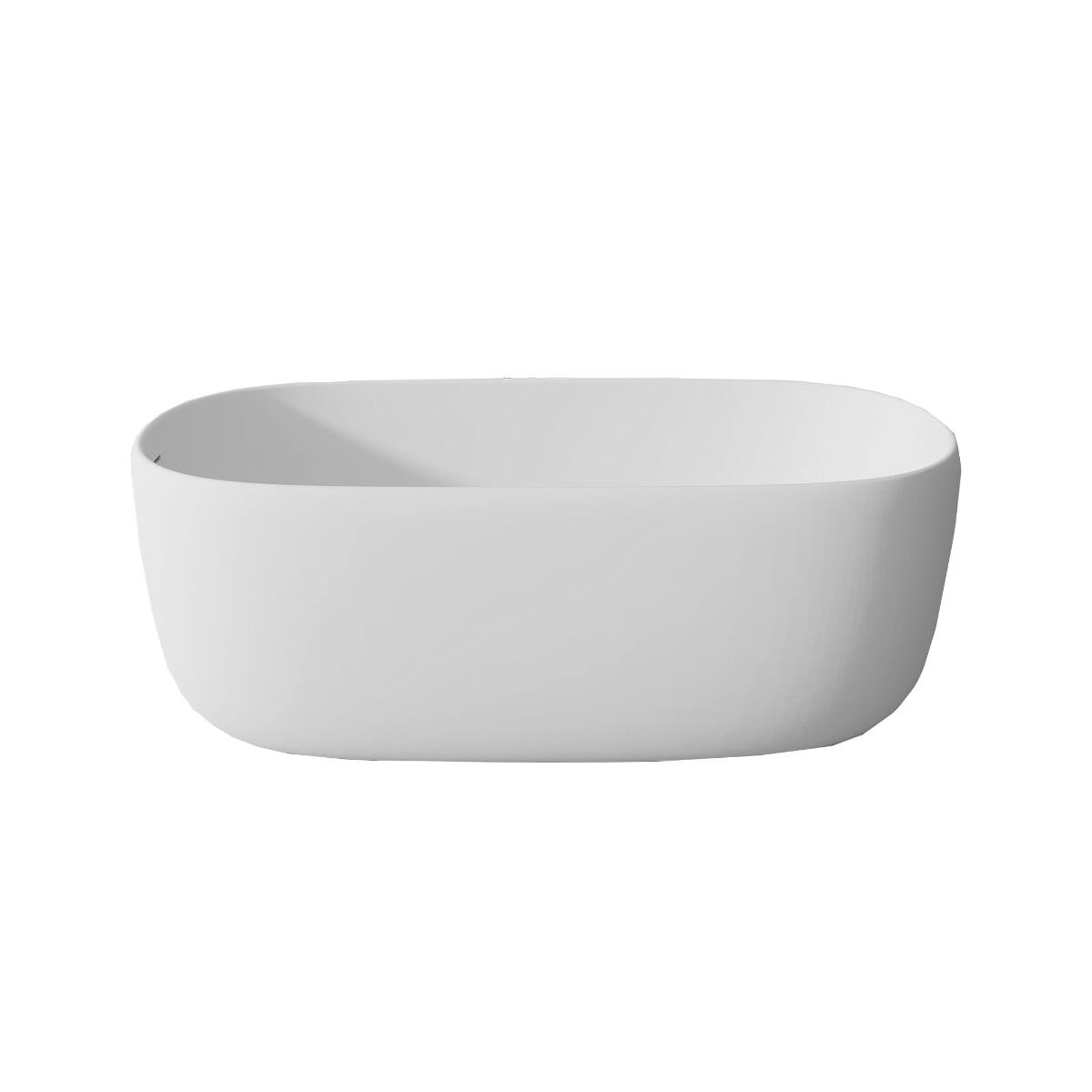 Alt View 8. Loheer - Loheer Freestanding Resin Stone Soaking Bathtub, Matte White Solid Surface Oval Tub with Center Drain, 51 Inch - Matte White.