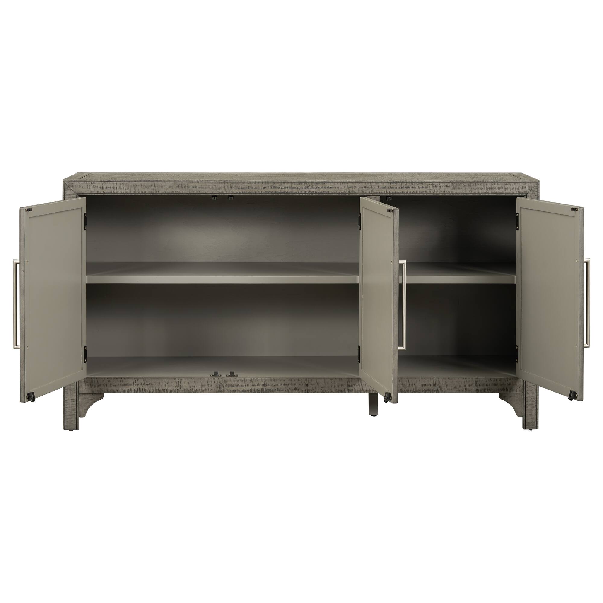 Alt View 2. Spaco - Spaco Storage Cabinet Sideboard, Buffet with Pine Veneer and MDF, 3 Door with Adjustable Shelves for Living Room - Gray.