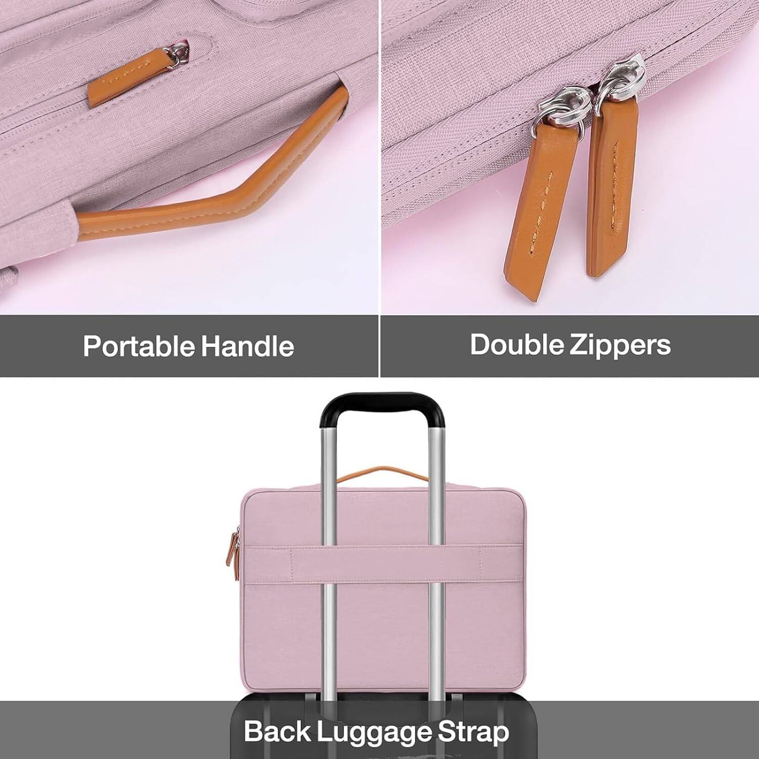 Portable Handle  
Double Zippers  
Back Luggage Strap