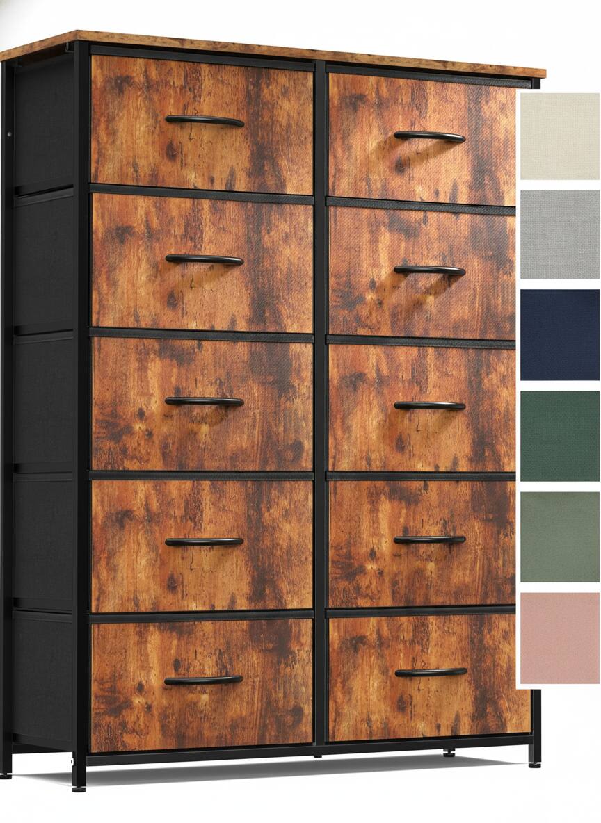 Alt View 6. AOITUN - Drawer Fabric Dresser for Bedroom, Chest of Drawer Organizer Storage Cabinet for Closet, Entryway, Rust Brown - Steel.