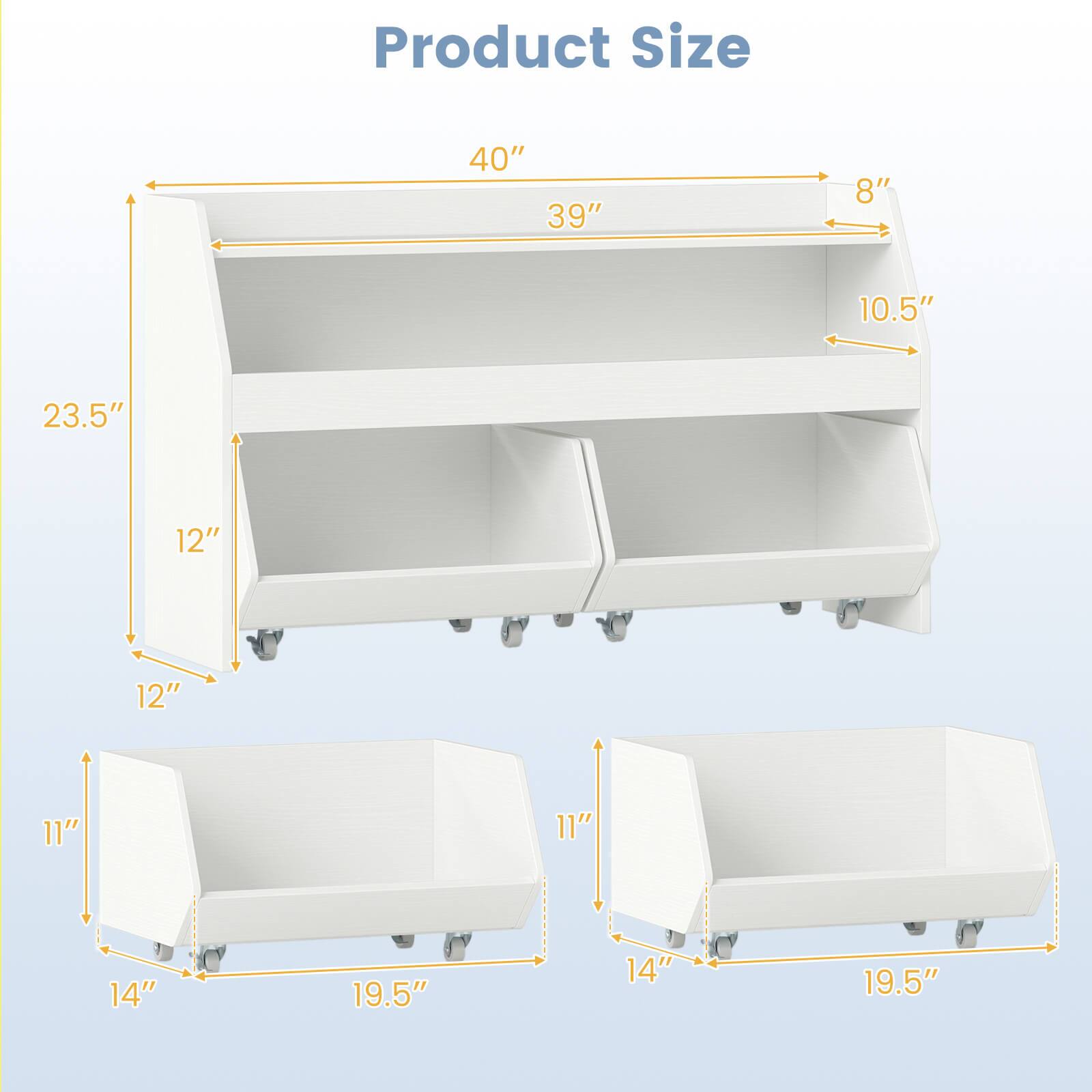 Product Size

- Top Shelf: 40" x 39" x 8"
- Middle Shelf: 39" x 10.5"
- Bottom Shelf: 39" x 12"
- Drawer: 14" x 19.5" x 11"
- Height: 23.5"
