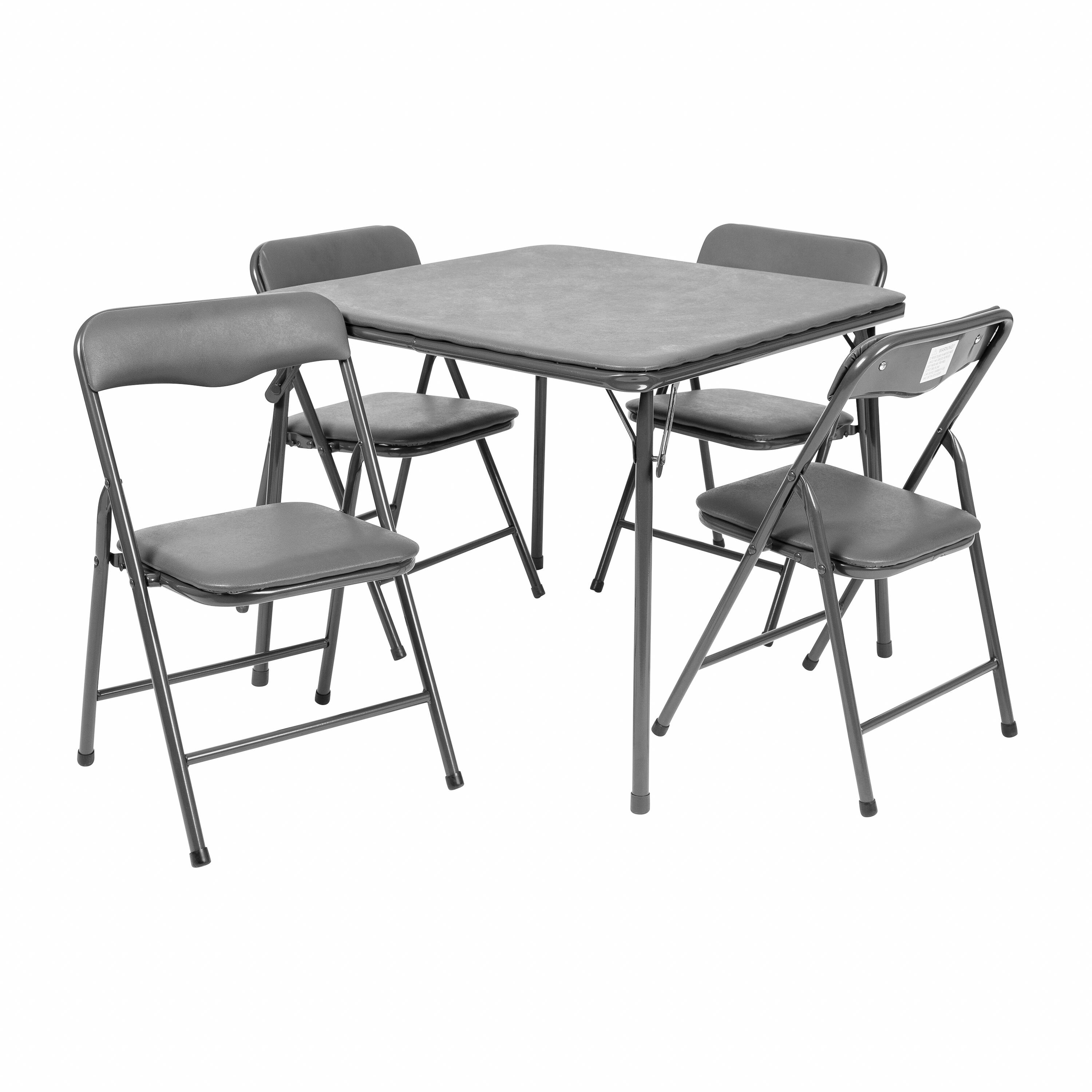 Alt View 1. Emma + Oliver - Kids 5 Piece Folding Table and Chair Set - Kids Activity Table Set - Gray.