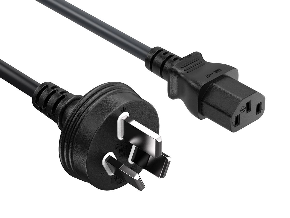 Cable Leader - IEC C13 Power Cord, Australia Power Plug Type I (AS/NZS 3112), 10A 250V for Computer, Monitor, Printer - Black