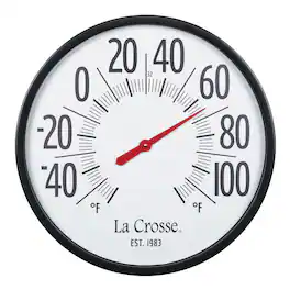 La Crosse Technology - Emperor Size 22 Inch Analog Dial Thermometer - Black/White