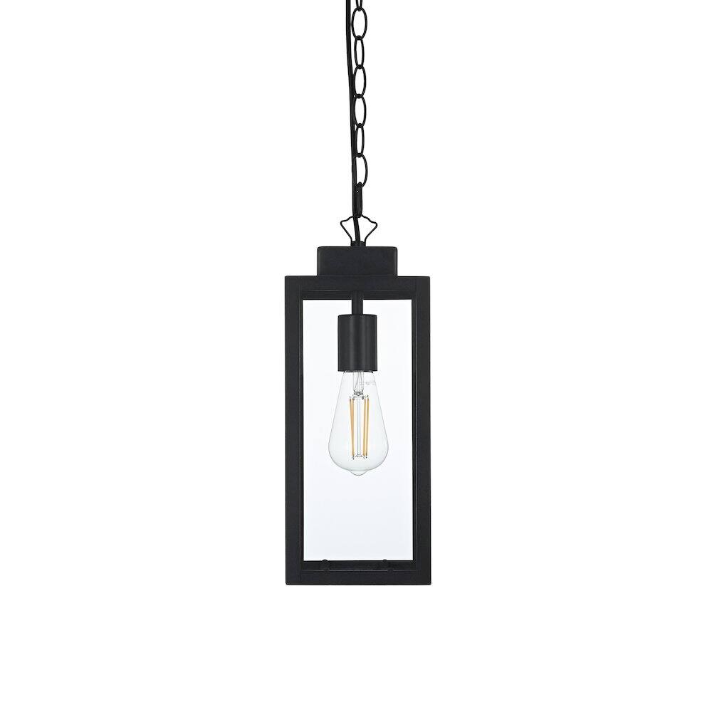Back. Elegant Lighting - Hilton 7 inch Outdoor Pendant in Black - Black.