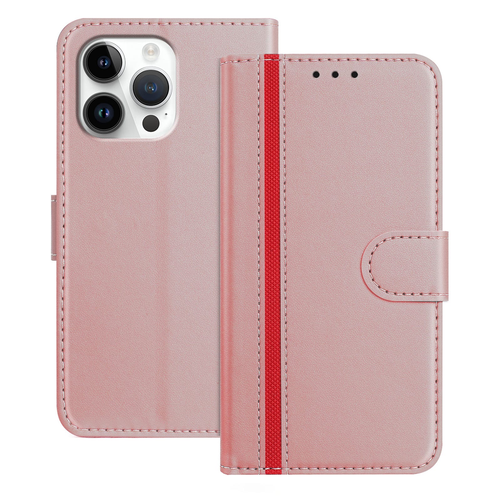Dteck - Slim Card Holder Case for Apple iPhone 16 Pro Max,PU Leather Magnetic Closure Shockproof TPU Inner Flip Wallet Cover - Rosegold price history on PriceWatchPro