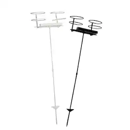 Sunnydaze - 32 in Steel Double Drink Holder Stakes - Set of 2 - Black