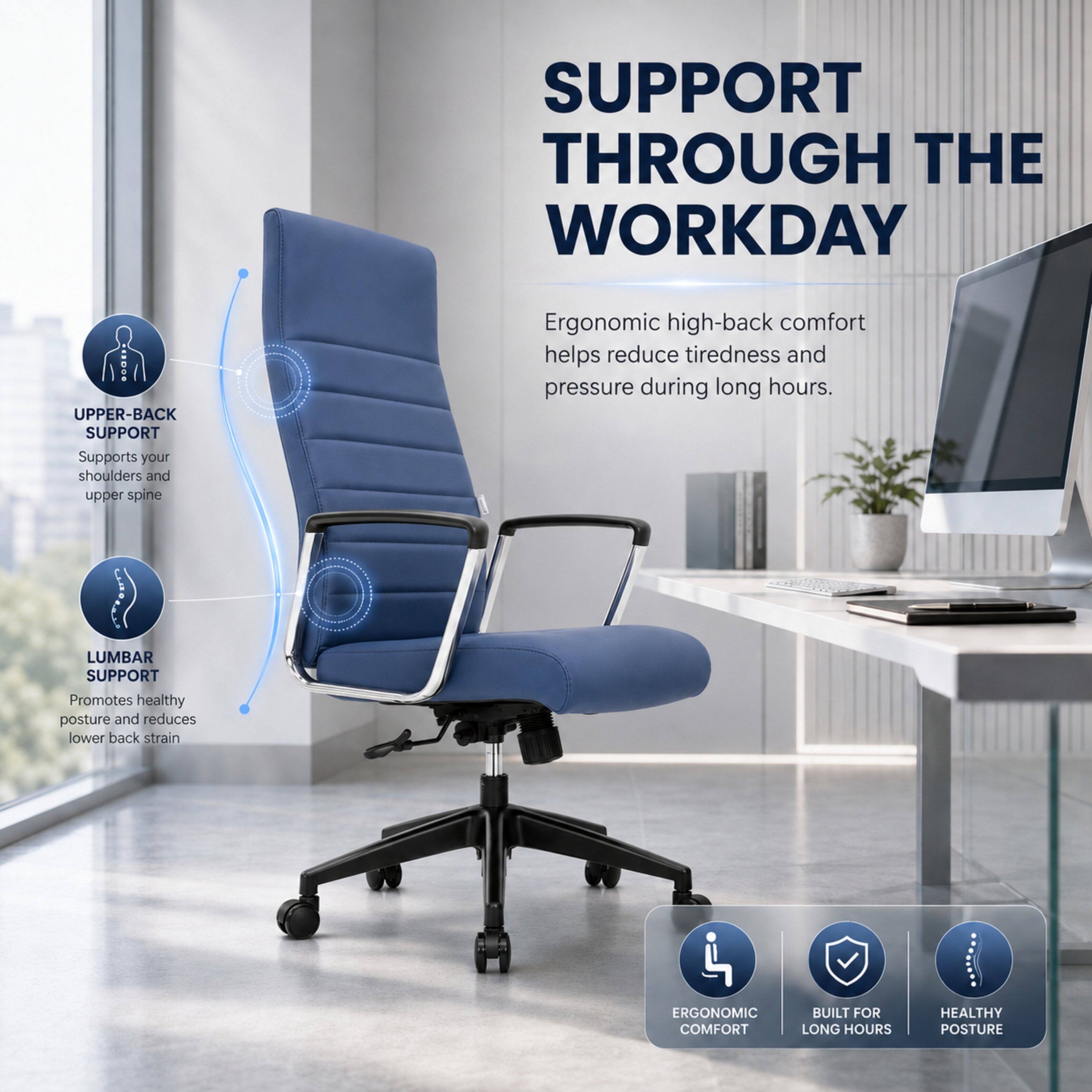 LeisureMod Hilton High Back Adjustable Leather Upholstered Office Desk ...