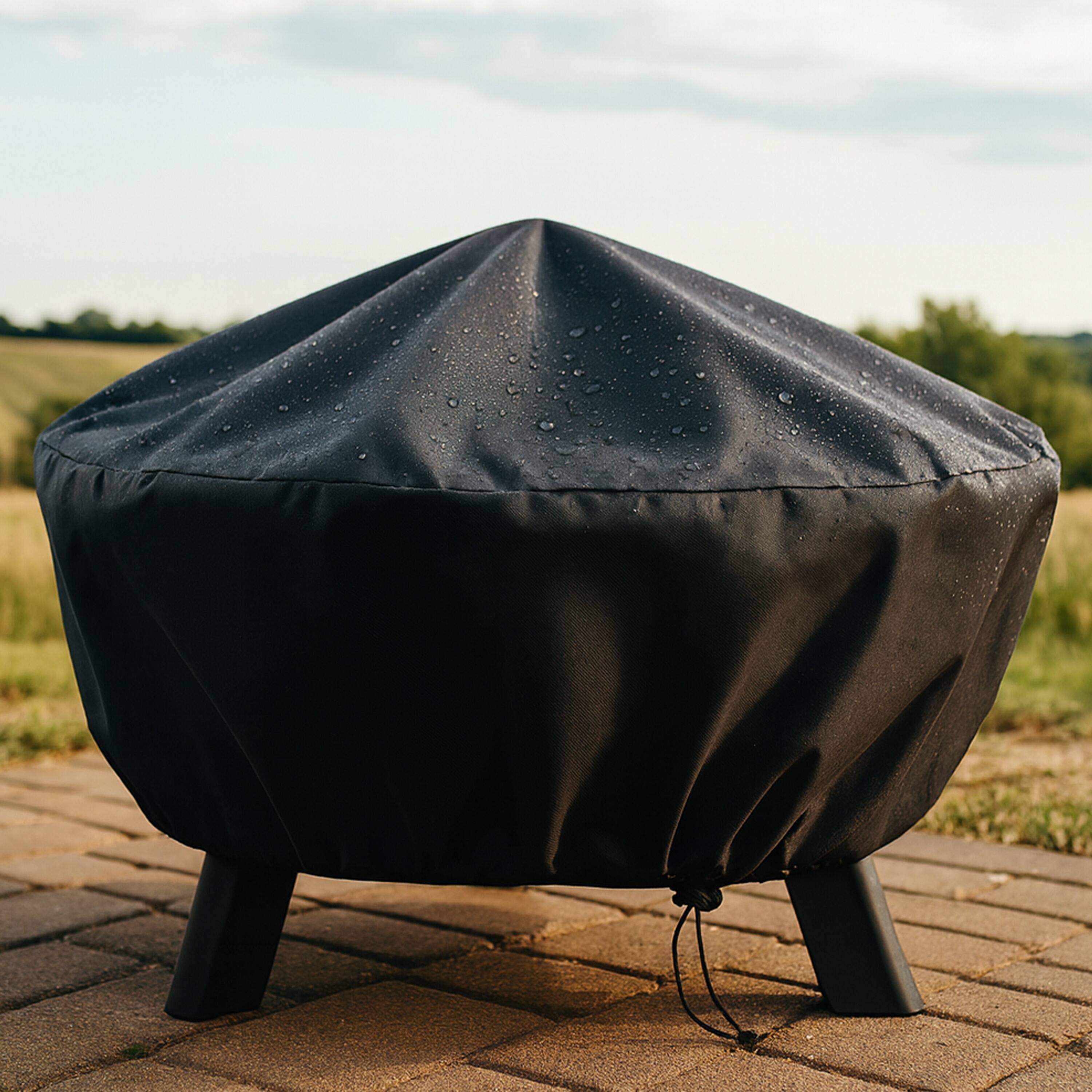 Alt View 4. Sunnydaze - 36 in Weather-Resistant PVC Round Fire Pit Cover - Black.