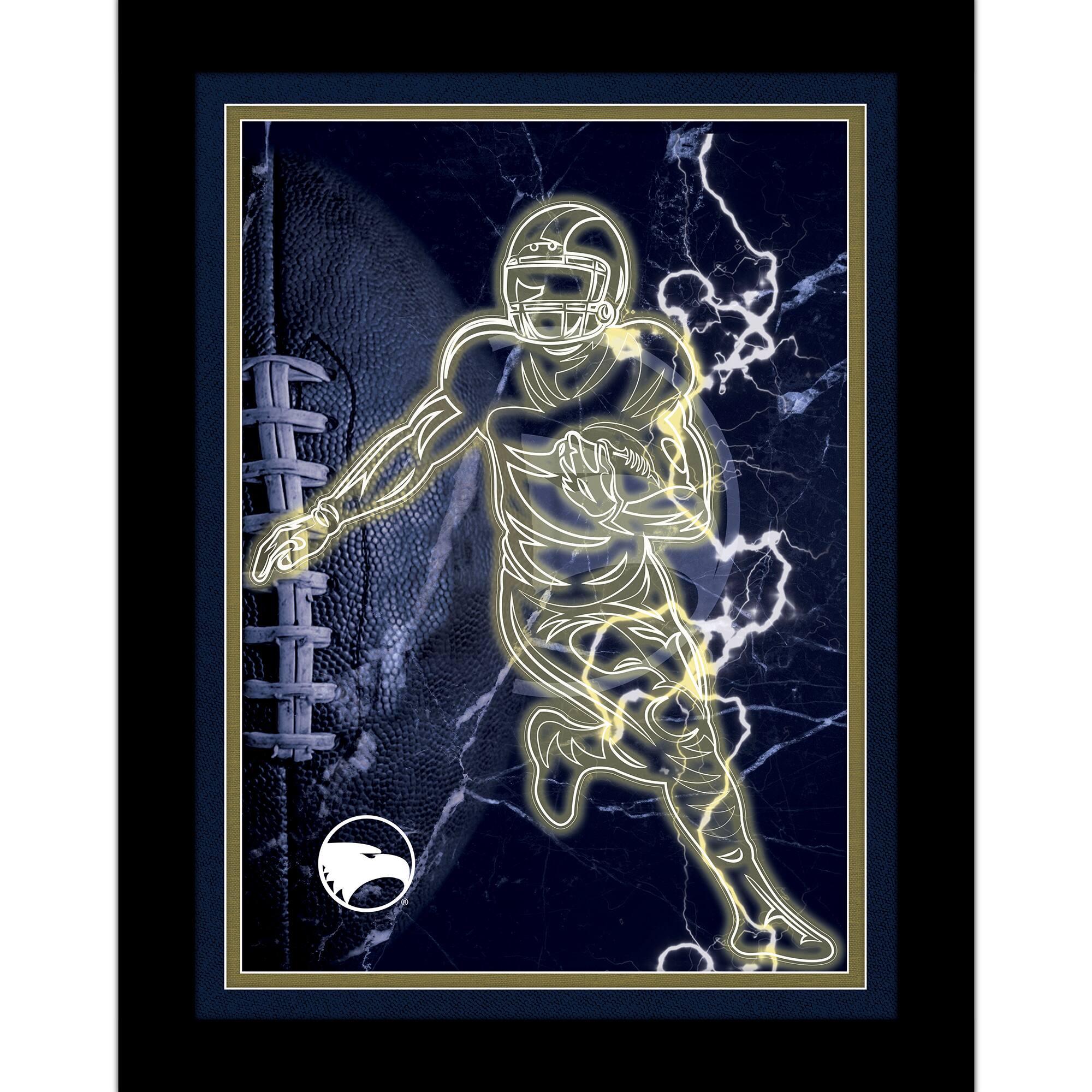 Front. Fan Creations - Black Georgia Southern Eagles 12'' x 16'' Framed Neon Player Print - Black.