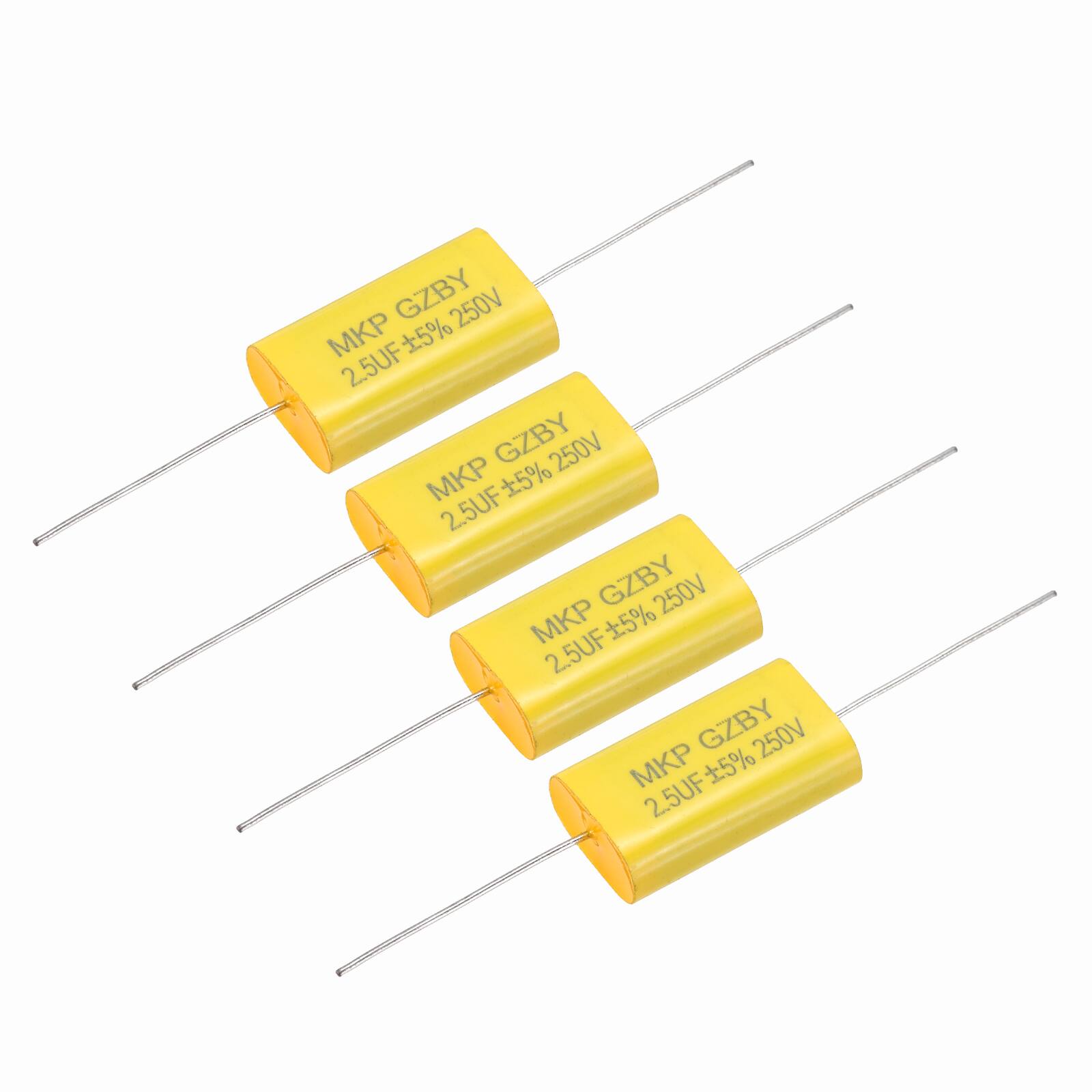 Unique Bargains - 4pcs 2.5uF Frequency Divider Capacitor, 250V Audio Speaker Crossover Non-Polarity Polypropylene MKP Film Capacitor - Yellow price history on PriceWatchPro