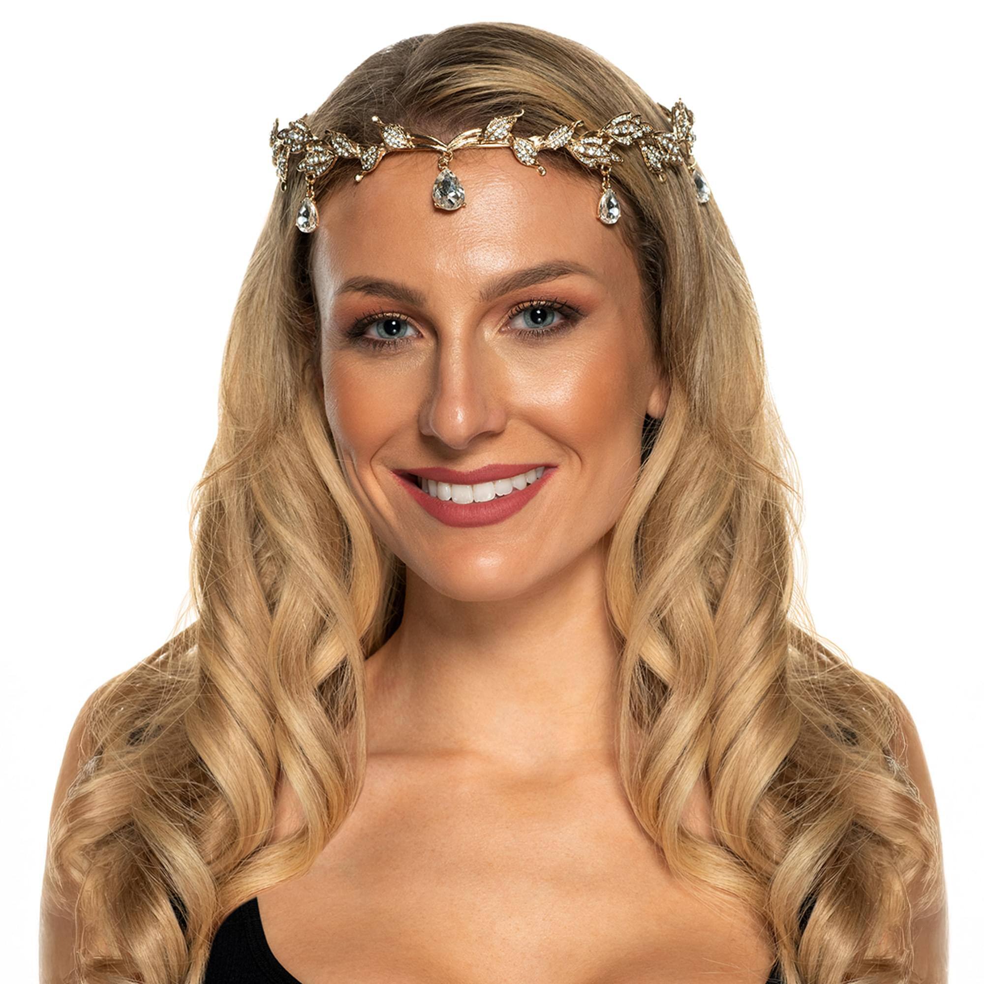 Underwraps - Leaf Metal Crown With Clear Jewels Adult Costume Accessory - Multi-Colored