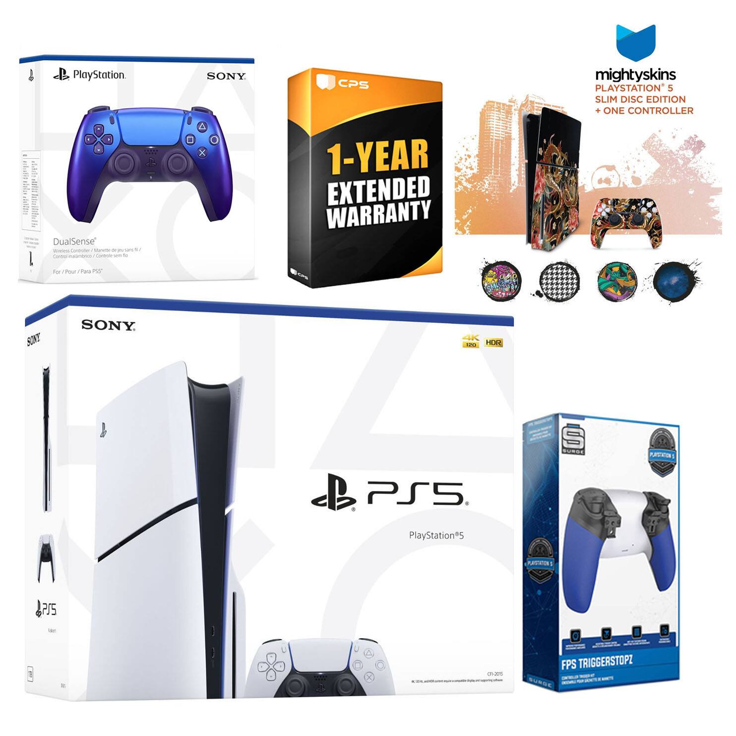 - PlayStation 4 DualSense Controller
- SONY
- 1-YEAR EXTENDED WARRANTY
- mightyskins PLAYSTATION 5 SLIM DISC EDITION + ONE CONTROLLER
- PlayStation 5
- FPS TRIGGERSTOPZ