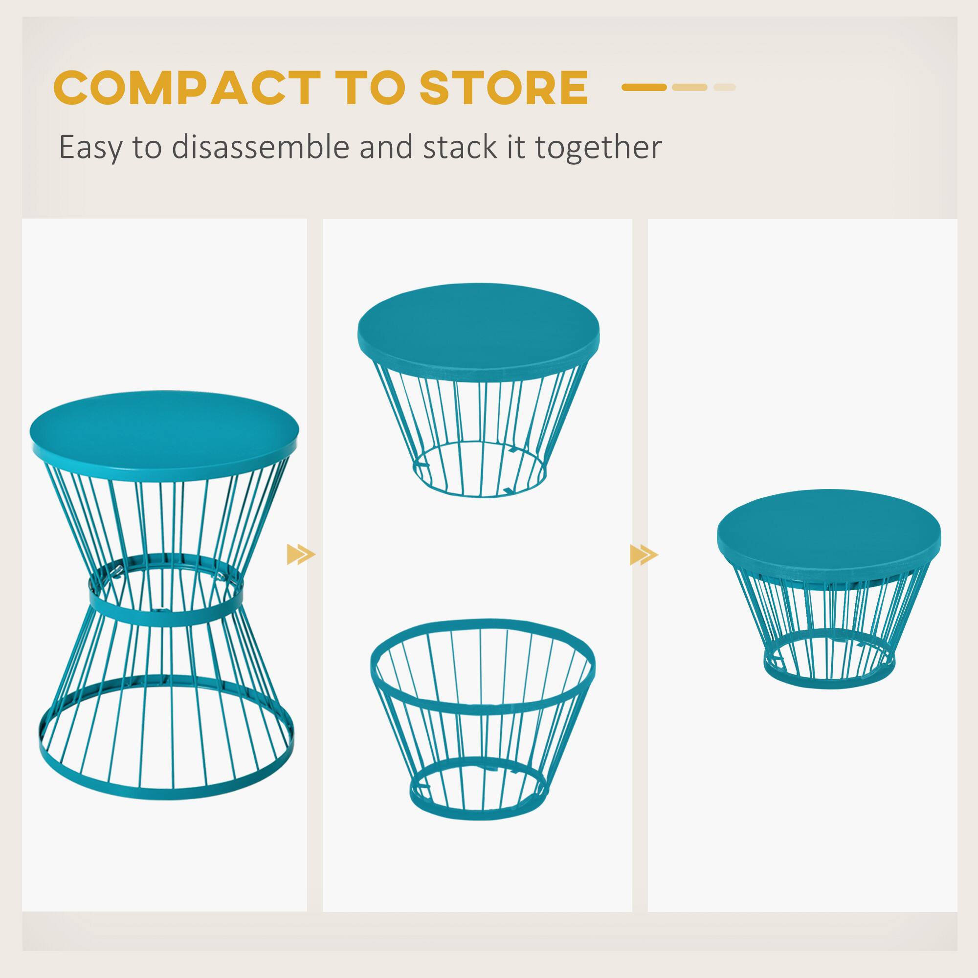 COMPACT TO STORE
Easy to disassemble and stack it together