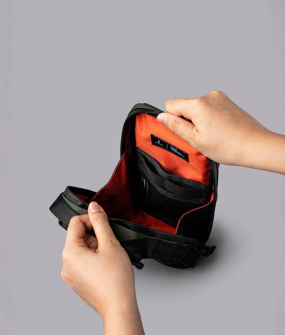 Alt View 2. ALPAKA - Modular Sling V2 MIini Sling Bag for Phone, Magnetic Quick Access, EDC Crossbody Bag with Adjustable Strap - Dark Green X-Pac VX21.