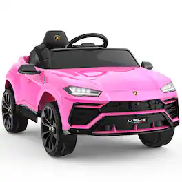 FIRST RIDE ON - Licensed Lamborghini Toy Car for Kids, 12V Electric Car with Remote Control, Ride On Car with MP3 Player & LED Lights - Pink