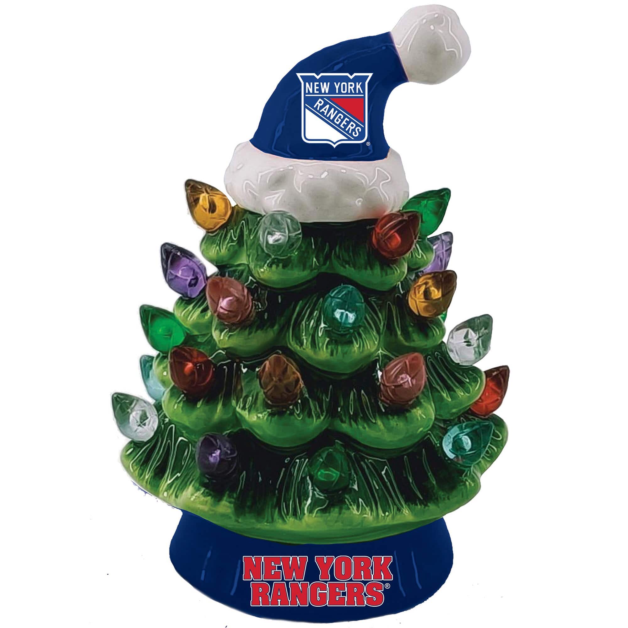 Evergreen Enterprises - New York Rangers 8" Light Up Ceramic LED Christmas Tree - Multicolor