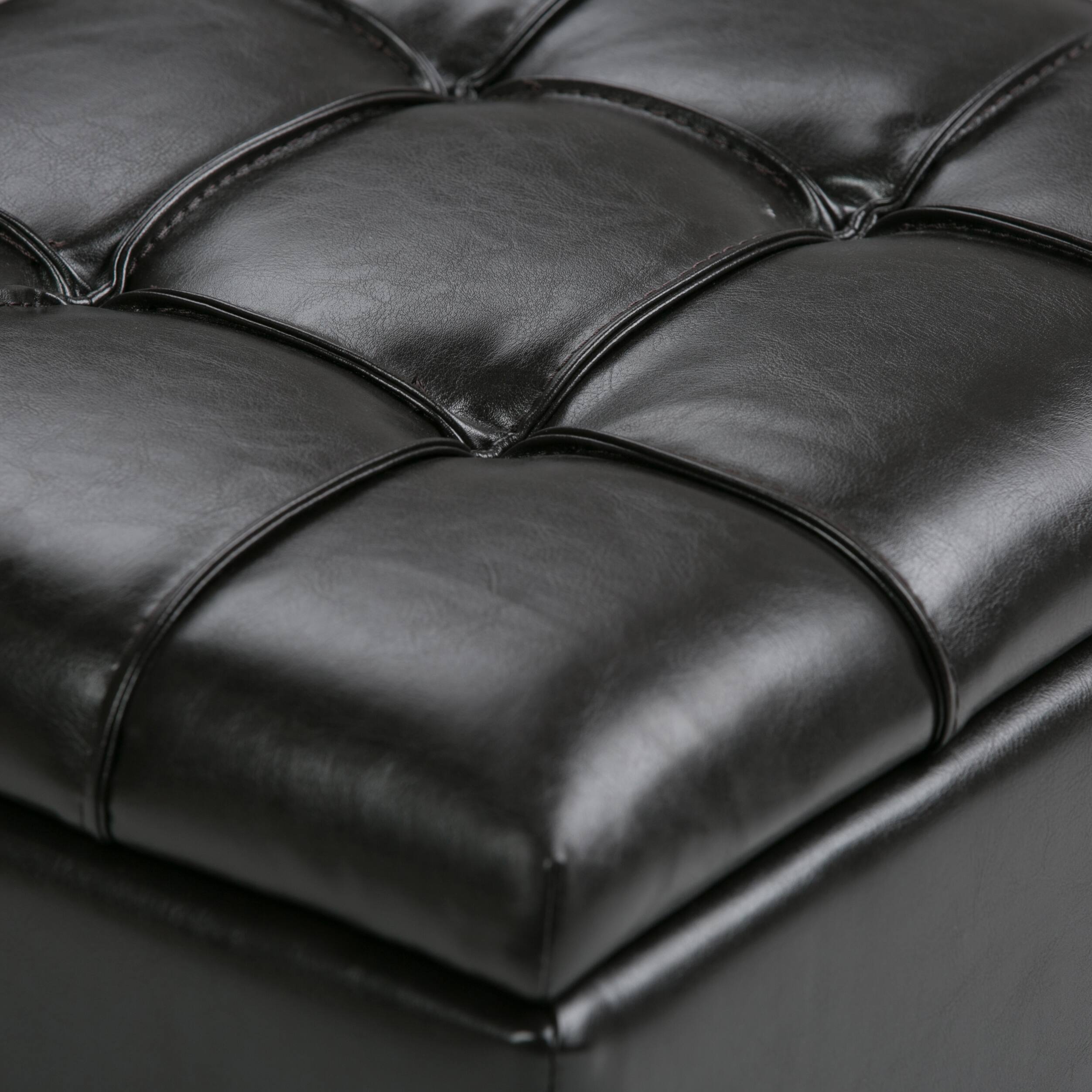 Alt View 5. Simpli Home - Dover 44 inch Wide Contemporary Rectangle 3 Pc Storage Ottoman in Tanners Brown Vegan Faux Leather, Assembled - Tanners Brown.