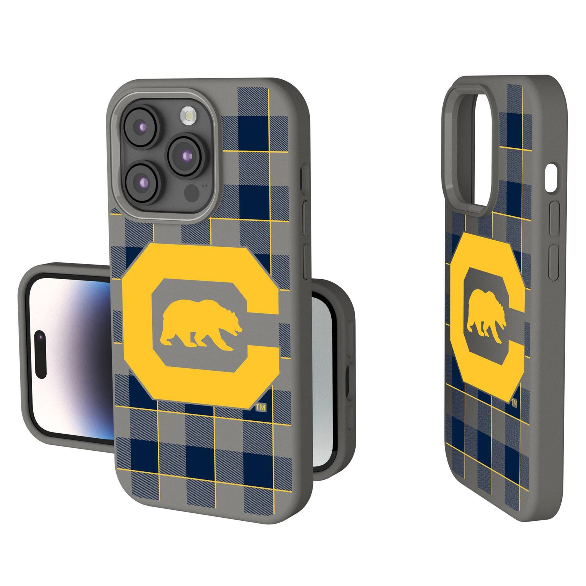 Front. Keyscaper - Cal Bears Plaid Soft Touch iPhone Case - 15 Plus - Gray.