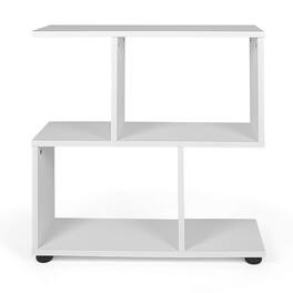 Ecooso - 3-Tier Geometric Bookshelf with Thick Base and Open Display Design - White