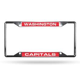 Rico Industries - (see D sku) Washington Capitals NHL All Corner EZ View Chrome Metal Laser Cut License Plate Frame - Multi