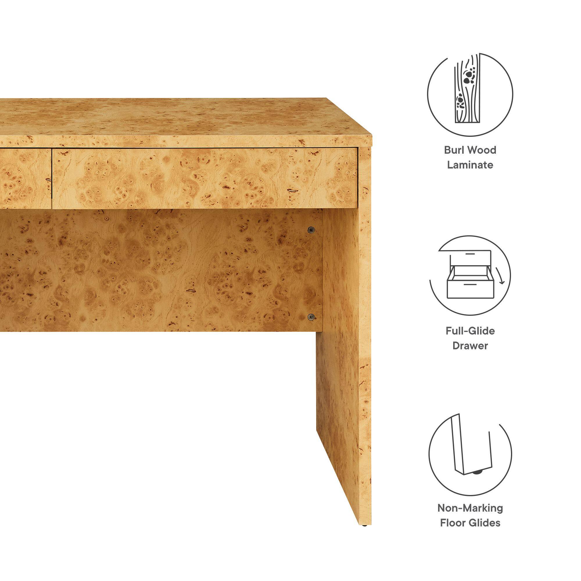 Burl Wood Laminate Full-Glide Drawer Non-Marking Floor Glides

- Burl Wood Laminate
- Full-Glide Drawer
- Non-Marking Floor Glides