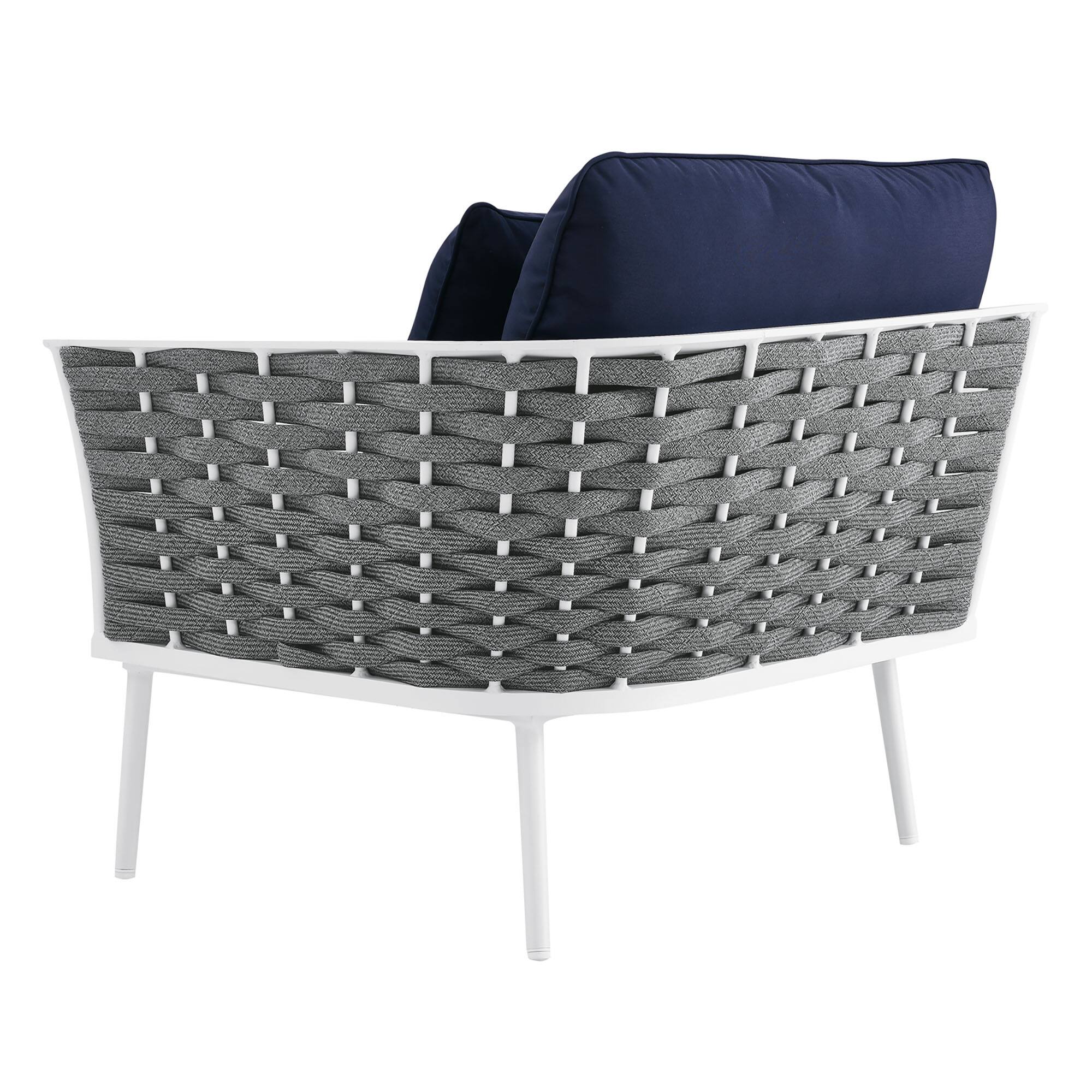 Alt View 2. Modway - Stance Outdoor Patio Aluminum Right-Facing Armchair by Modway - White Navy.