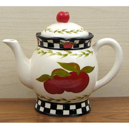 Front. BreeBe - Ceramic Apple Teapot - Multicolor.